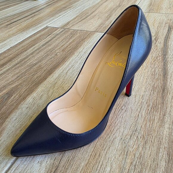 Christian Louboutin Pigalle Navy Blue Leather 100mm Pump Shoes Eur. 35.5 - Picture 6 of 14